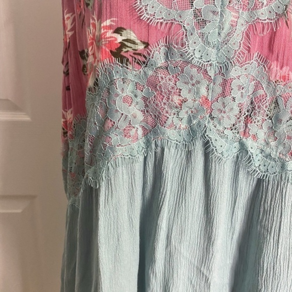 Umgee Mint Floral Lace Detail Dress - Picture 5 of 16